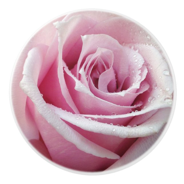 Pink Rose Floral Ceramic Knob (Front)