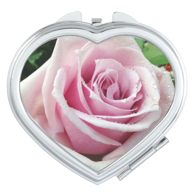 Pink Rose Floral Compact Mirror (Front)