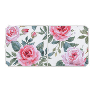 Pink Rose Floral Cottagecore Watercolor Pattern Beer Pong Table