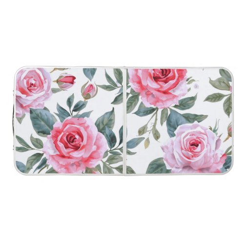 Pink Rose Floral Cottagecore Watercolor Pattern Beer Pong Table
