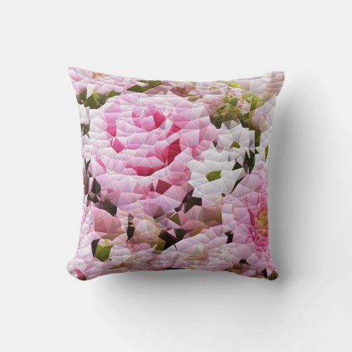 Pink Rose Floral Design Throw Pillow