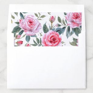 Pink Rose Floral Elegant Watercolor Pattern Envelope Liner