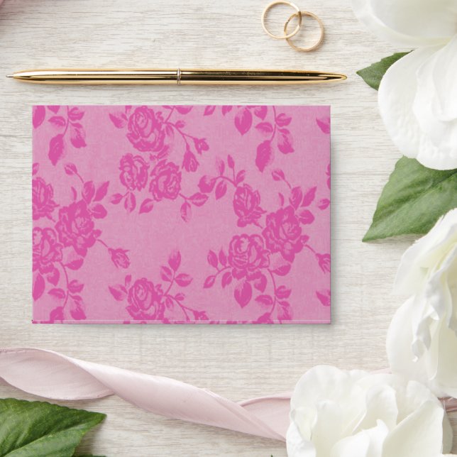 Pink Rose Floral Envelope (Wedding)
