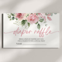 Pink Rose Floral Flower Baby Shower Diaper Raffle