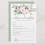 Pink Rose Floral Greenery Advice and Wishes Card<br><div class="desc">A beautiful pink rose floral border tops this Advice and Wishes card. If you need more matching products please message me.</div>