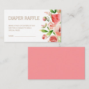 Pink Rose Floral Greenery Baby Diaper Raffle Enclosure Card