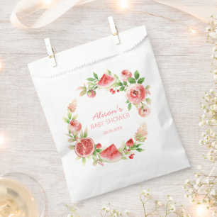 Pink Rose Floral Greenery Girl Baby Shower Favor Bag