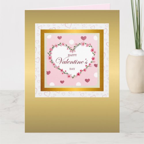 Pink Rose Floral Hearts Valentines Day Gifts Card