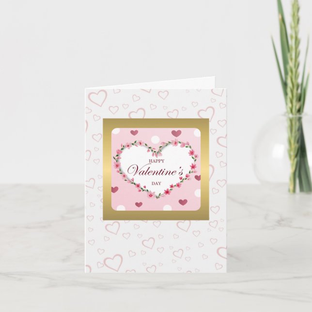 Pink Rose Floral Hearts Valentine's Day Gifts Invitation (Front)