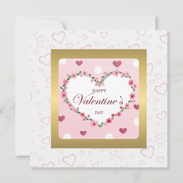 Pink Rose Floral Hearts Valentine's Day Gifts Invitation (Front)