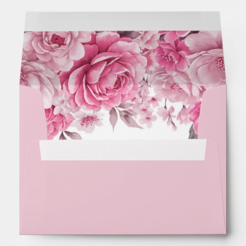 Pink Rose Floral Invitation Envelope