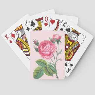Pink rose floral modern pastel poker cards