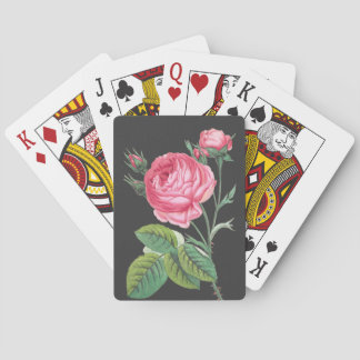 Pink rose floral modern poker cards