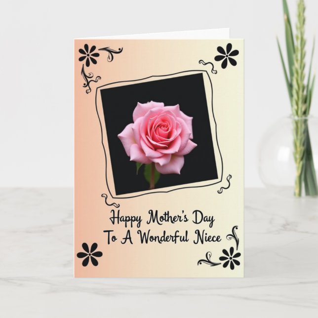 Pink Rose Floral Mothers Day Card (Front)