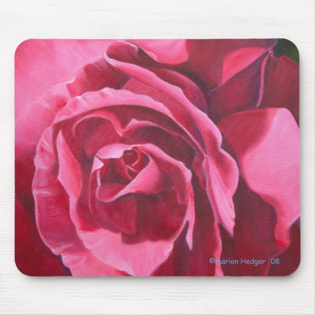 Pink Rose Floral Mouse Mat (Front)