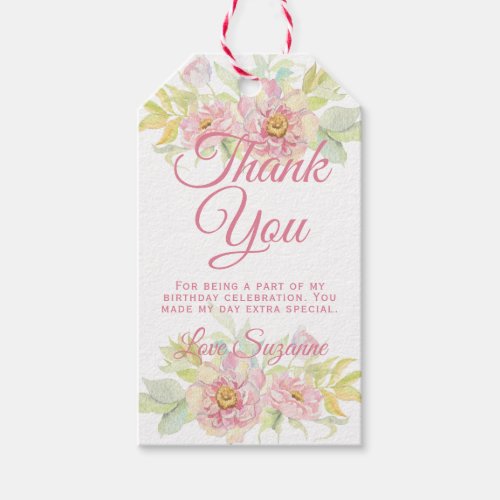 Pink Rose Floral Party Favor Gift Tags