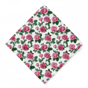 Pink Rose Floral Pattern Bandana