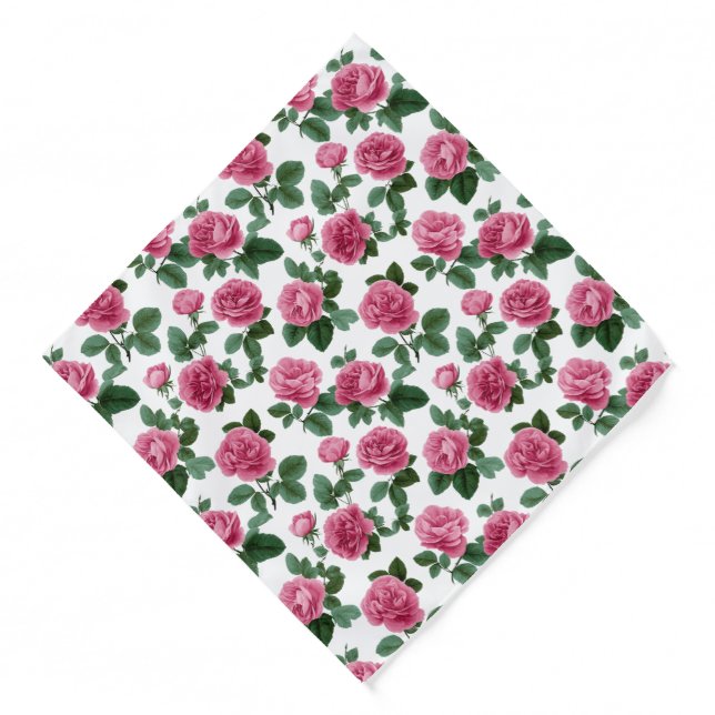 Pink Rose Floral Pattern Bandana (Front)