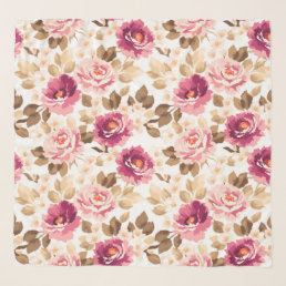 Pink Rose Floral Pattern Chiffon Scarf