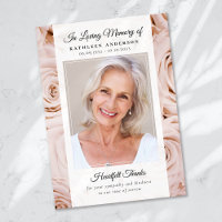 Pink Rose Floral Photo Keepsake Funeral Memorial