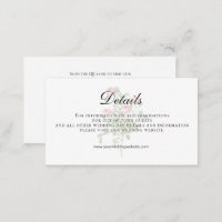 Pink Rose Floral QR code Wedding Details Enclosure Card