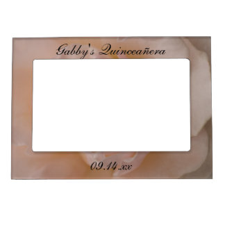 Pink Rose Floral Quinceañera Magnetic Photo Frame