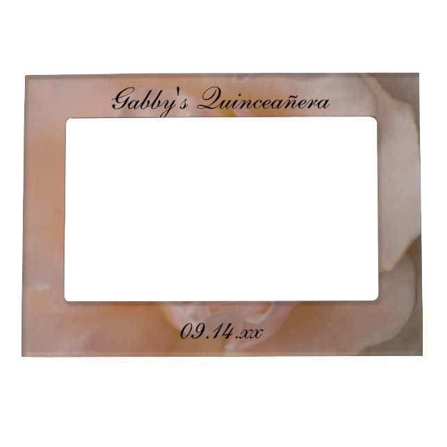 Pink Rose Floral Quinceañera Magnetic Photo Frame (Front)
