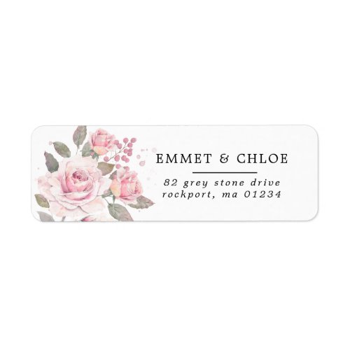 Pink Rose Floral  Return Address Label