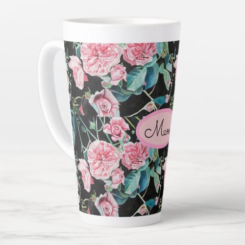 Pink Rose Floral Roses Vintage Cabbage Mother Latte Mug