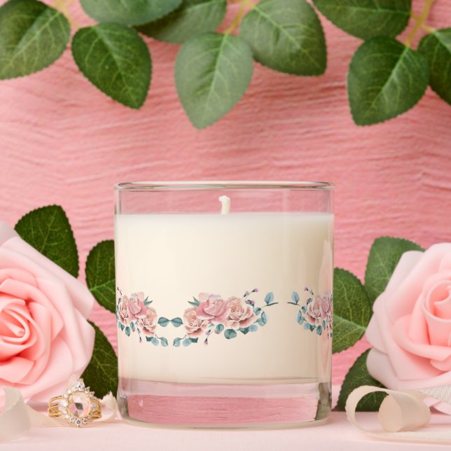 Pink rose floral scented candle (Wedding)