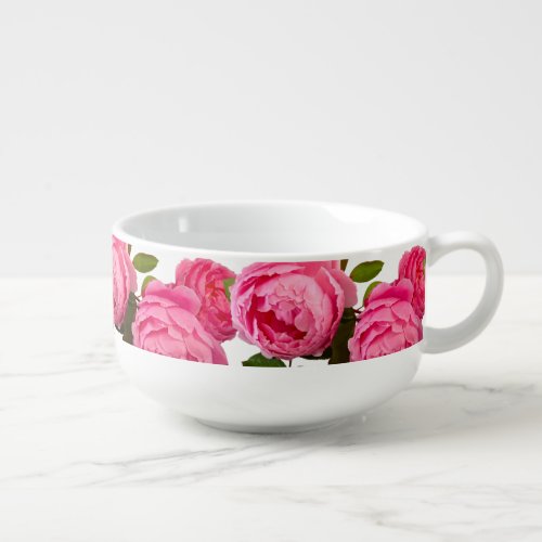 Pink Rose Floral  Soup Mug