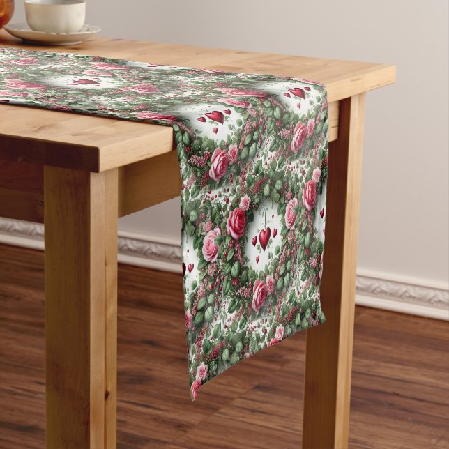 Pink Rose Floral Table Runner (In Situ)