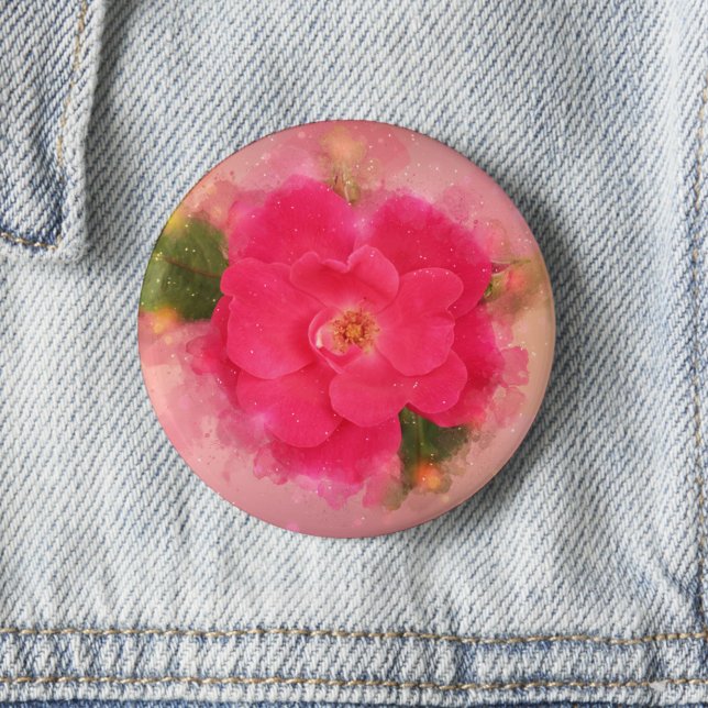 Pink Rose  Floral Watercolor Button (Creator Uploaded)