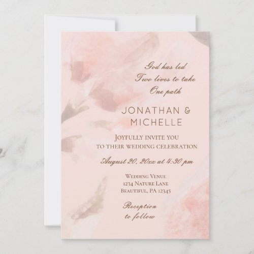 Pink Rose Floral Watercolor Christianl Wedding Invitation