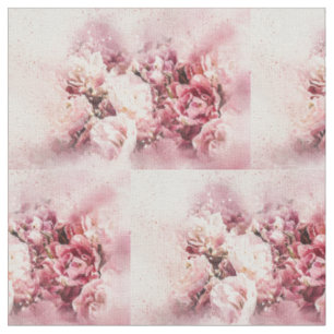 Pink Rose Floral Watercolor Sewing Pattern Fabric