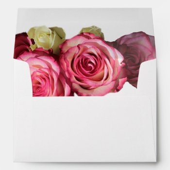 Pink Rose Floral Wedding Bouquet Envelope by personalized_wedding at Zazzle