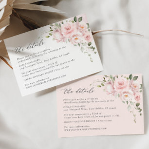 Pink Rose Floral Wedding Details Enclosure Card