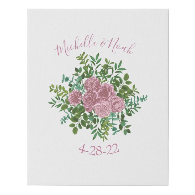 Pink Rose Floral Wedding Signature Canvas (Front)