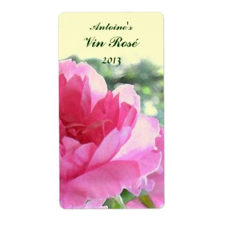 Pink Rose Floral Wine Label