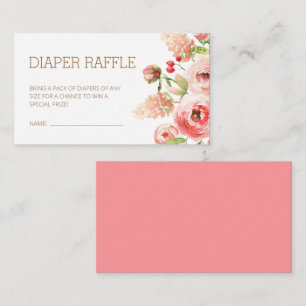 Pink Rose Floral Wreath Baby Shower Diaper Raffle Enclosure Card