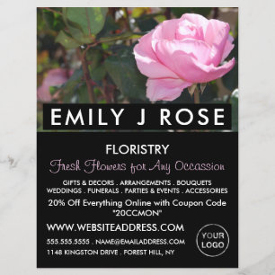 Pink Rose, Florist, Floristry Advertising Flyer