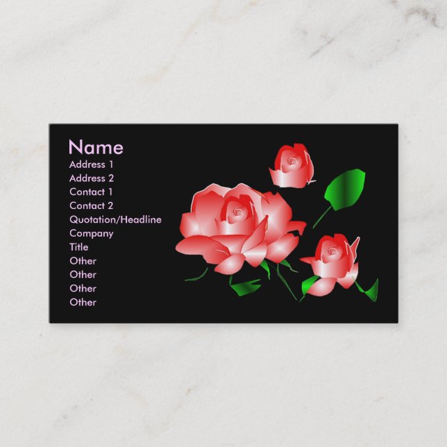 "Pink Rose Florist I" Profile Card (Front)