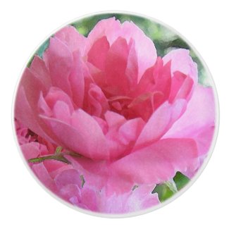 Pink Rose Flower Abstract Ceramic Knob