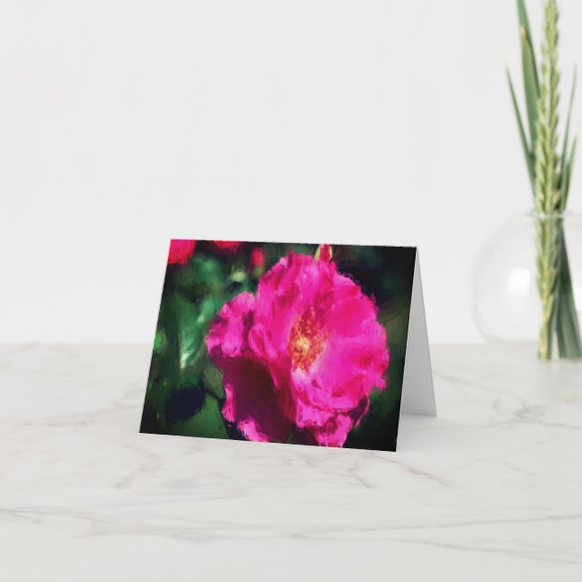 Pink Rose Flower Art Blank Note Card (Front)