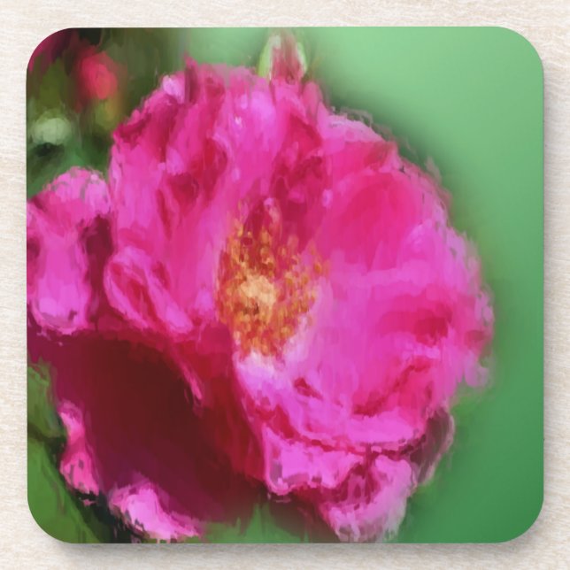Pink Rose Flower Art Nature Coaster Set (Front)