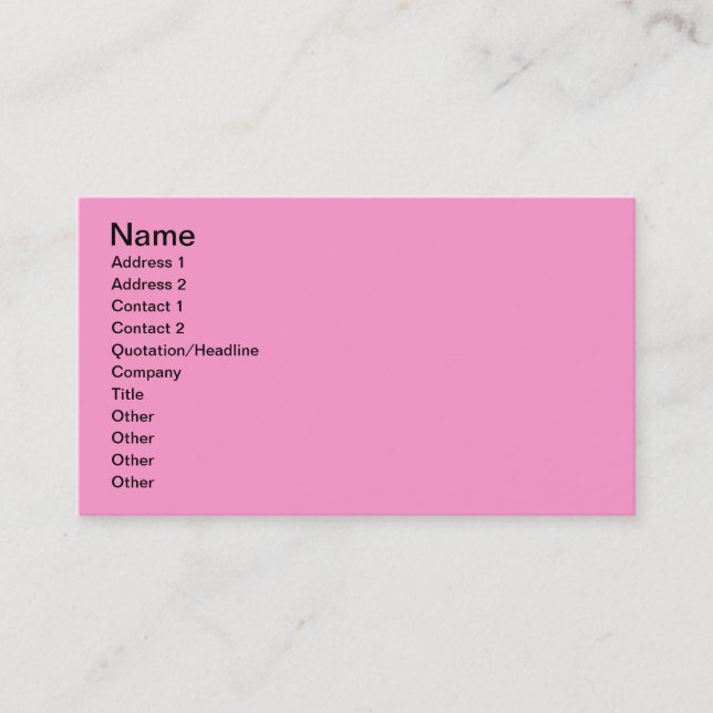 Pink Rose Flower Avery Business Cards (Front)