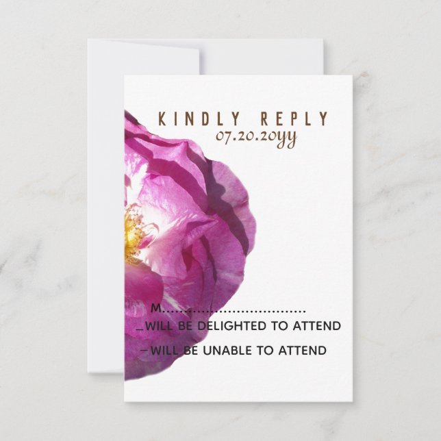 Pink Rose Flower  Blossom Photo Response Cards (Front)