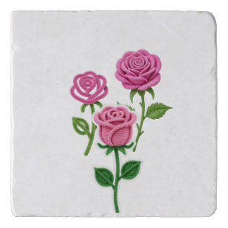 Pink Rose Flower Botanist Pipe Cleaner Flower  Trivet
