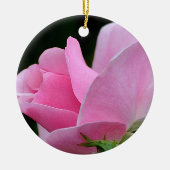 Pink Rose Flower Ceramic Ornament (Front)