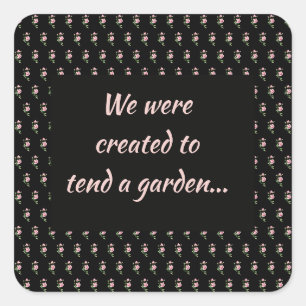 Pink Rose Flower Christian Quote Saying Garden Square Sticker